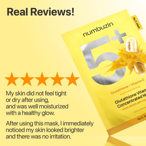 Numbuzin No.5+ Glutathione Vitamin Concentrated Mask (1ea)